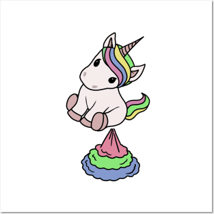 Cute Funny Unicorn Farting Rainbow Posters and Art